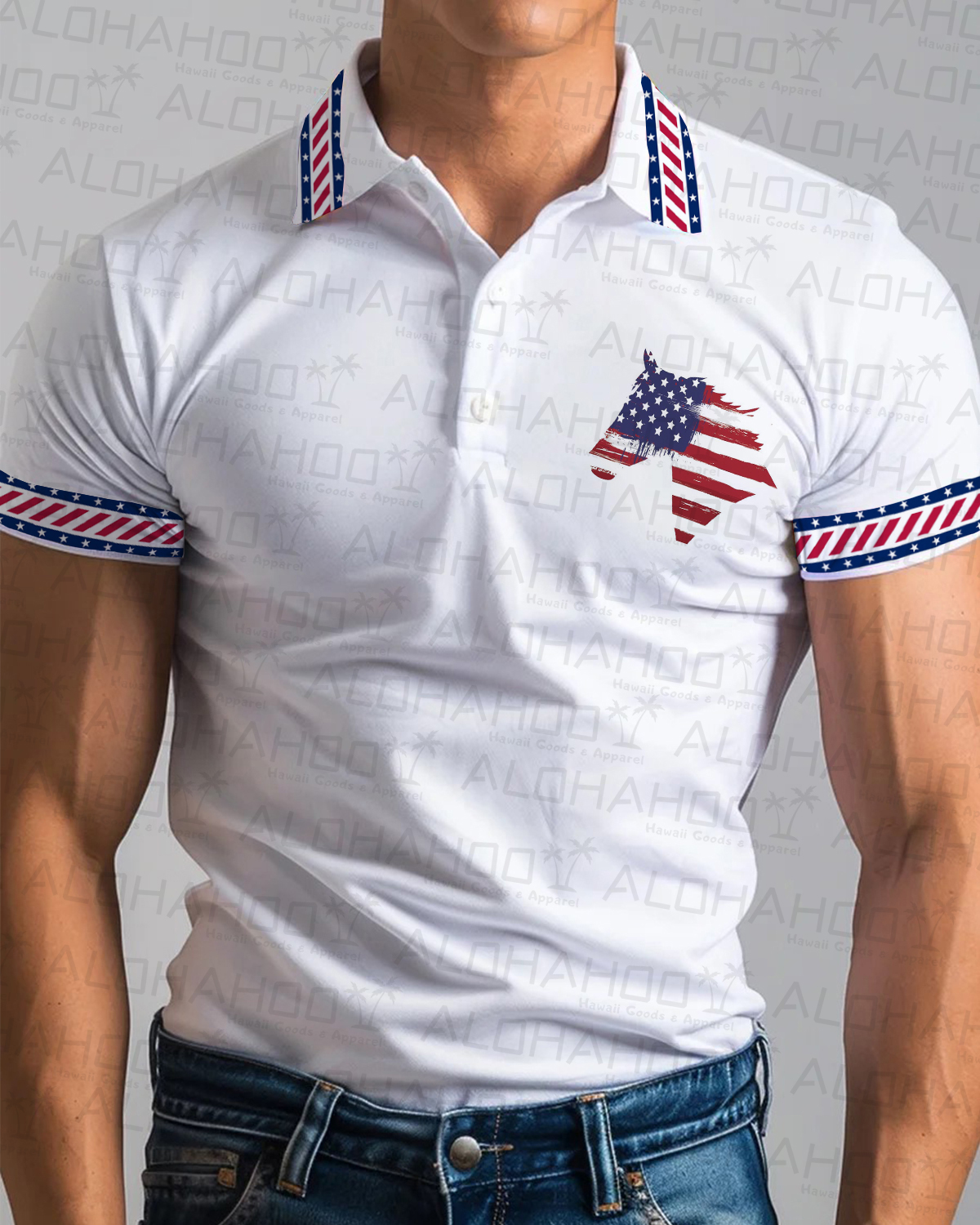 Men's Memorial Day American Flag Horse Polo Shirt