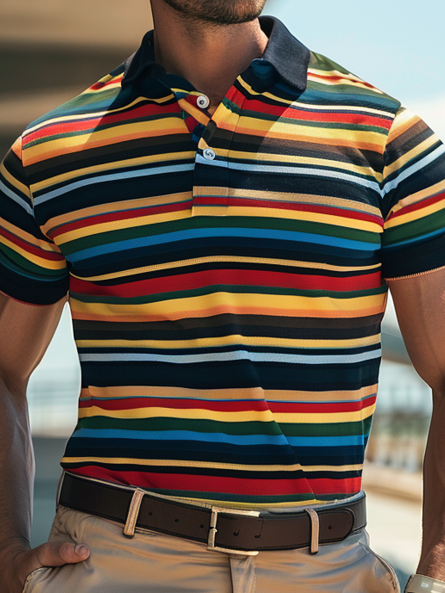 Men's Multicolor Stripes Polo Shirt