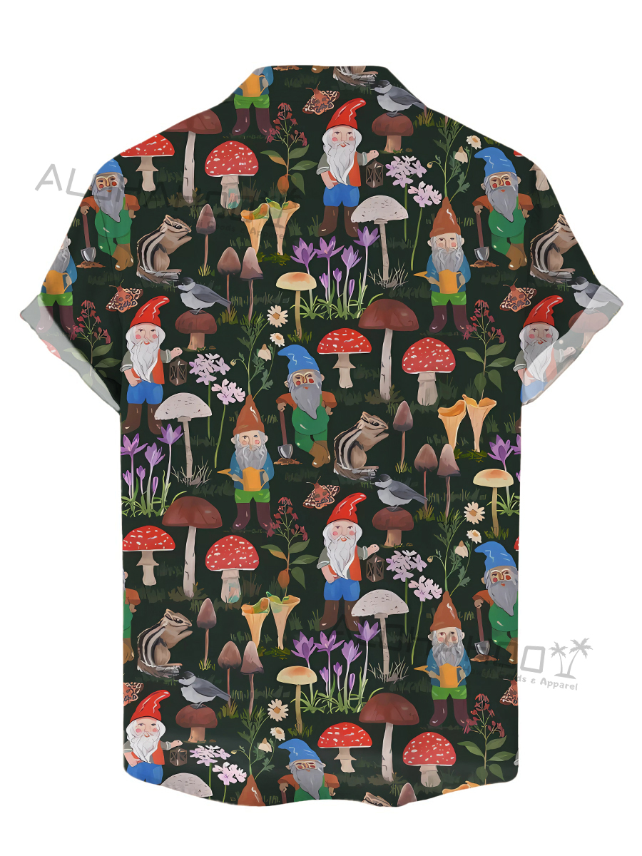 Men's Hawaiian Cartoon Mushroom Pattern Shirts Aloha Shirts