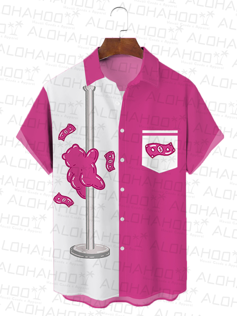 Men's Hawaiian Shirts Fun Pride  Art Print Short Sleeve Bowling Style Shirt