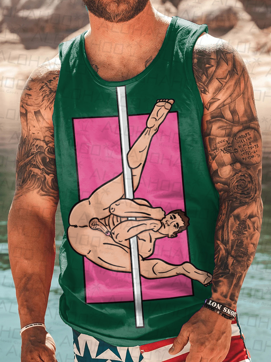 Men's Tank Top Fun And Sexy Dancing Art Print Crew Neck Tank T-Shirt Muscle Tee