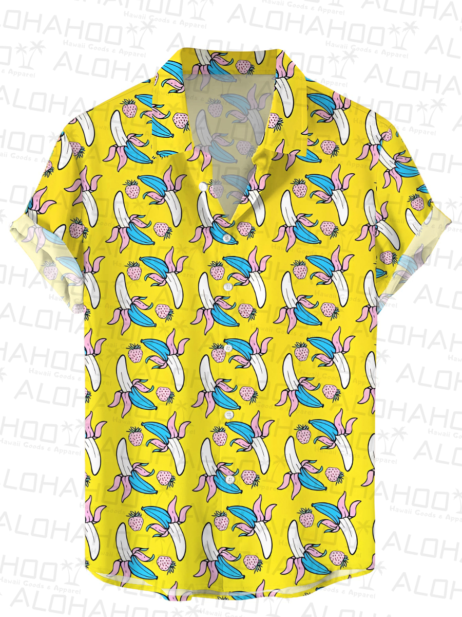 Men's Hawaiian Shirts Fruit Print Short Sleeve Shirt
