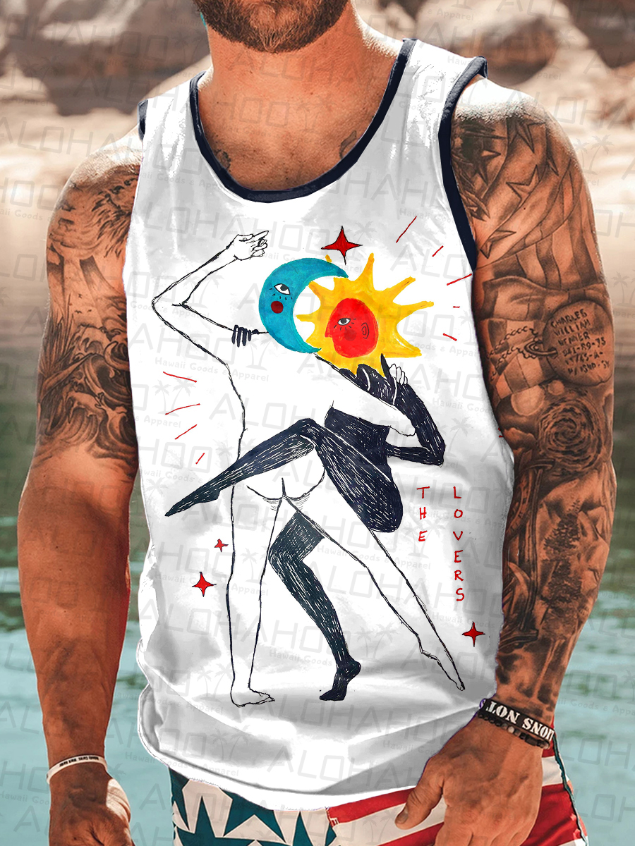 Men's Fun Sun And Moon Art Pattern T-Shirt
