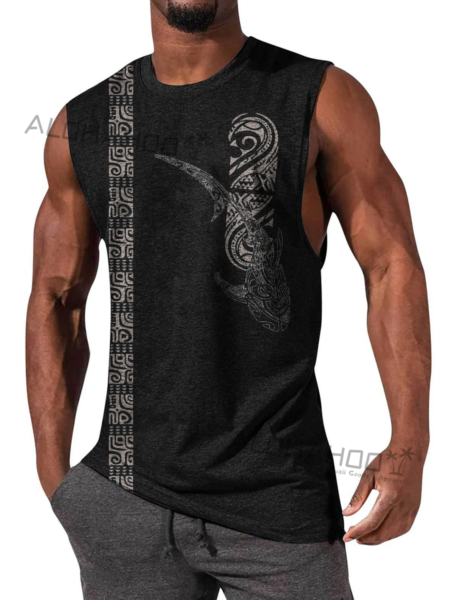 Men's T-Shirt Muscle Man Athletic Rambler Vintage Print Top Sleeveless T-Shirt