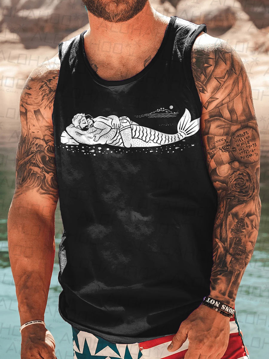 Men's Tank Top Pride Merman Love Art Print Crew Neck Tank T-Shirt Muscle Tee