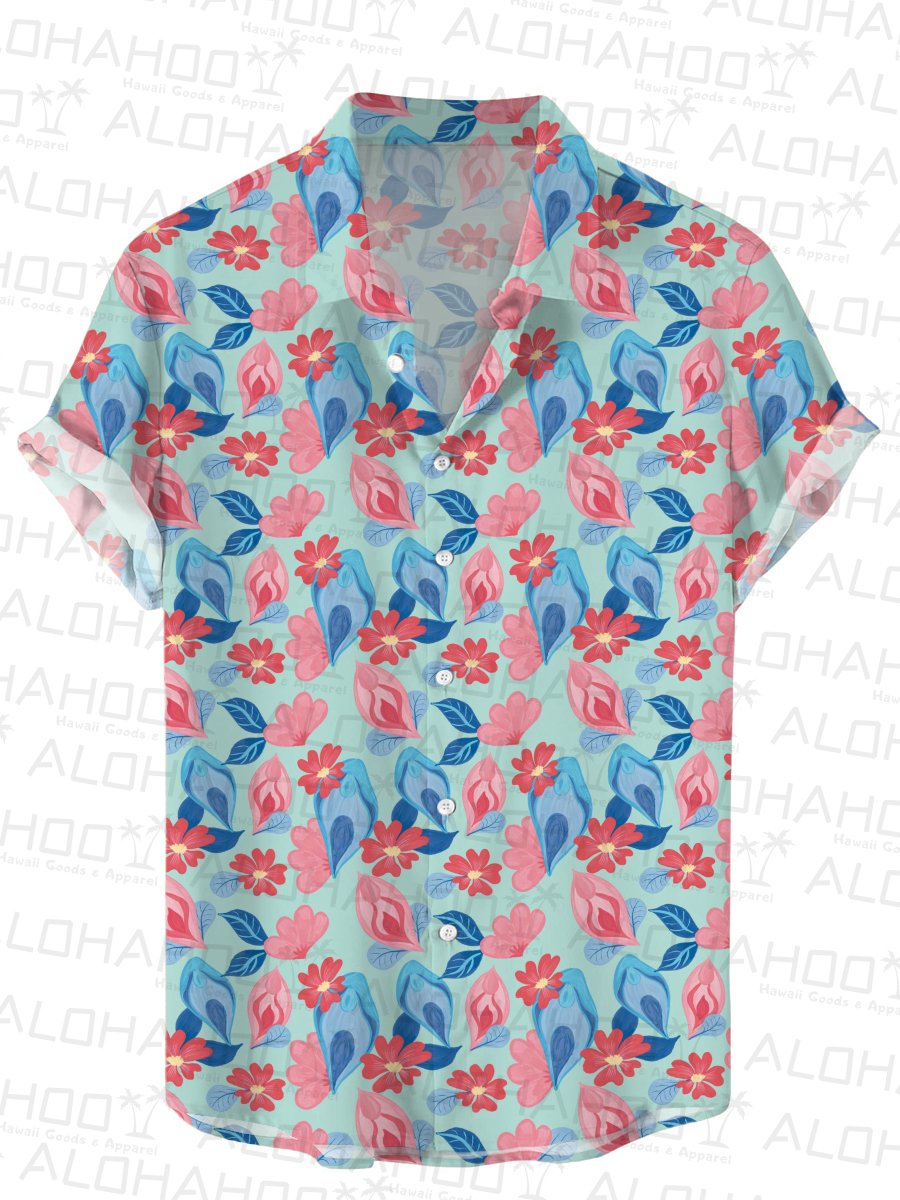Men's Hawaiian Shirt Fun And Sexy Floral Art Print Shirt