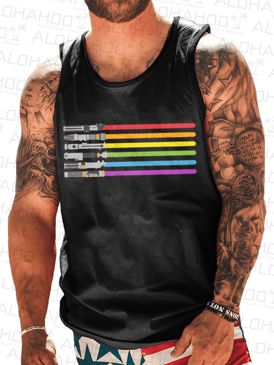 Men's Tank Top Pride Rainbow Art Print Crew Neck Tank T-Shirt