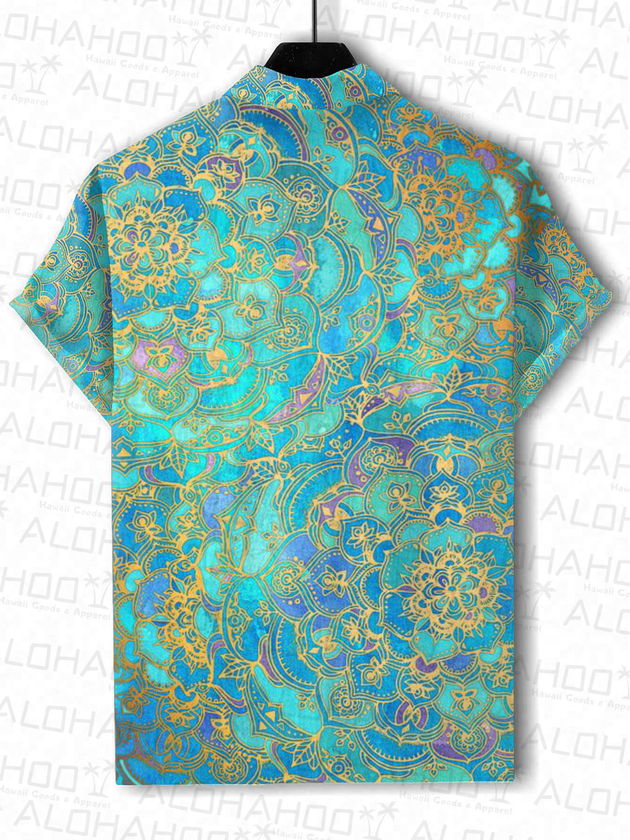 Summer Bohemia Art Pattern Short-Sleeved Hawaiian Shirt