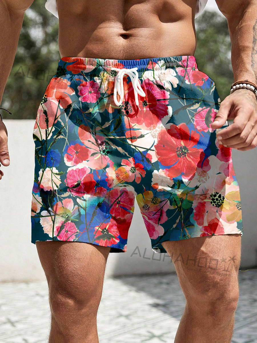 Men's Shorts Holiday Floral Print Beach Shorts