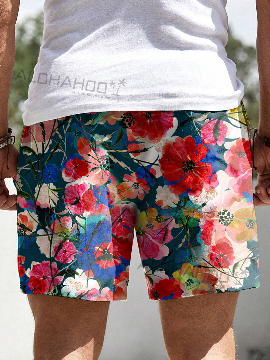 Men's Shorts Holiday Floral Print Beach Shorts