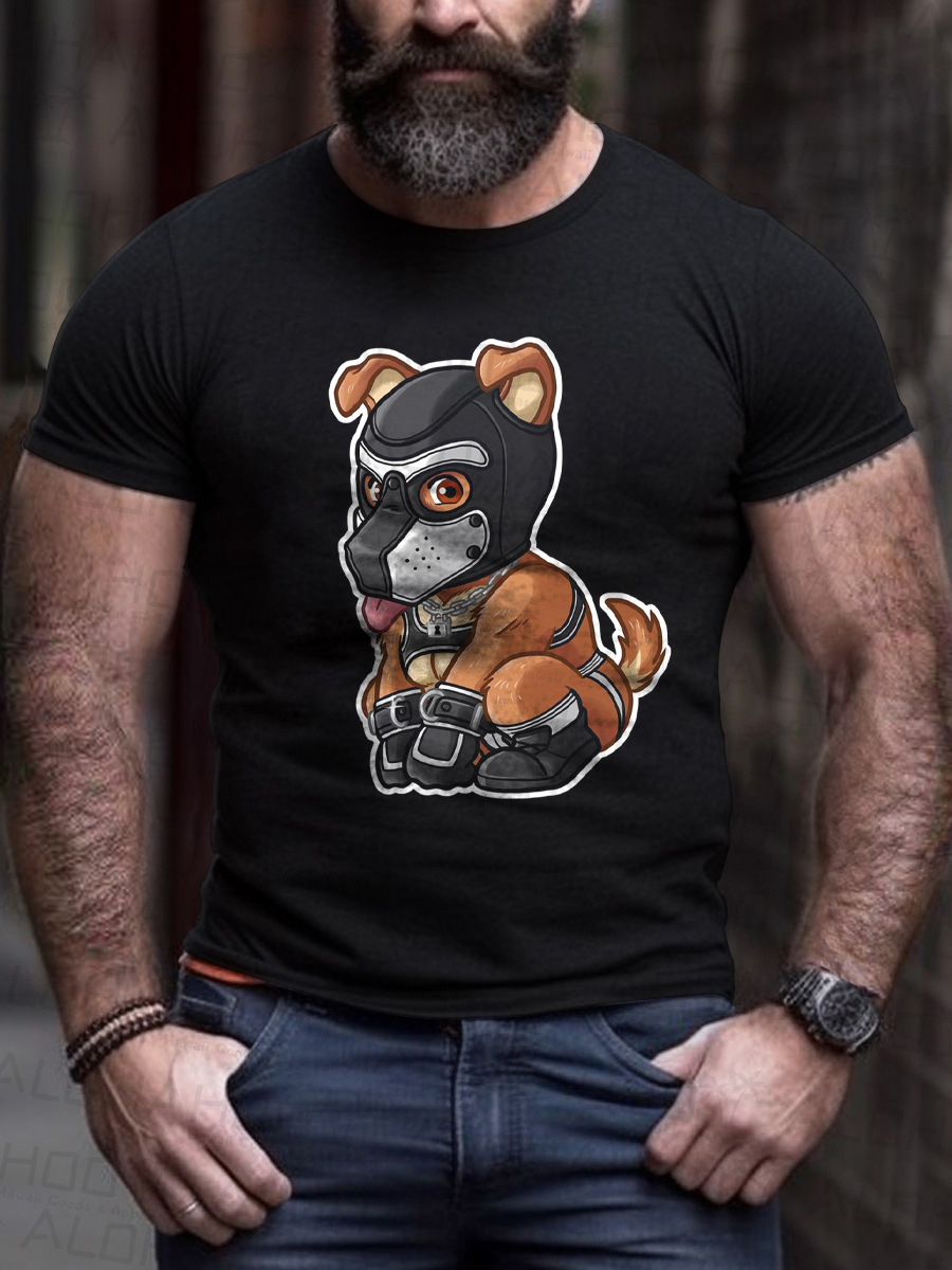 Men's Pride Bear Dog Print Casual T-Shirt