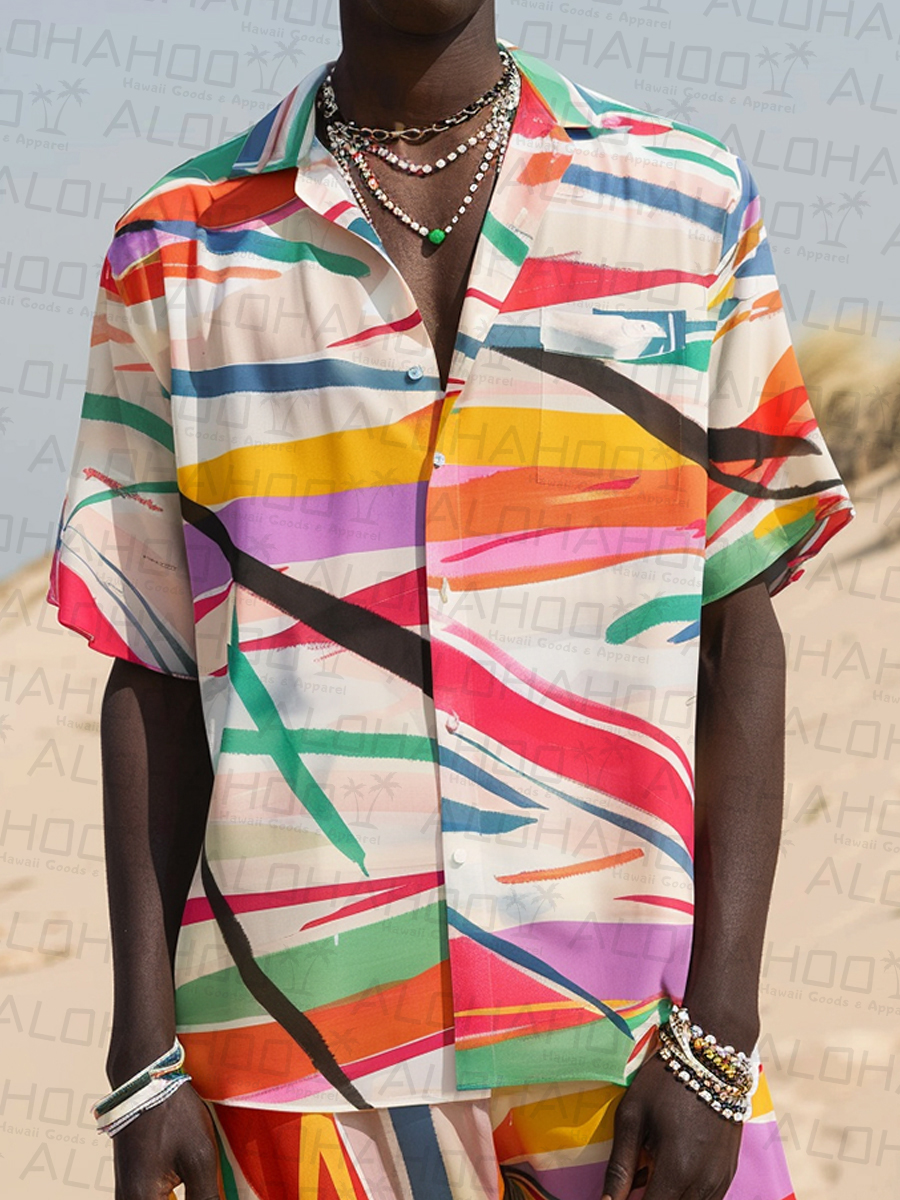 Colorful Geometric Pattern Breathable Casual Shirt