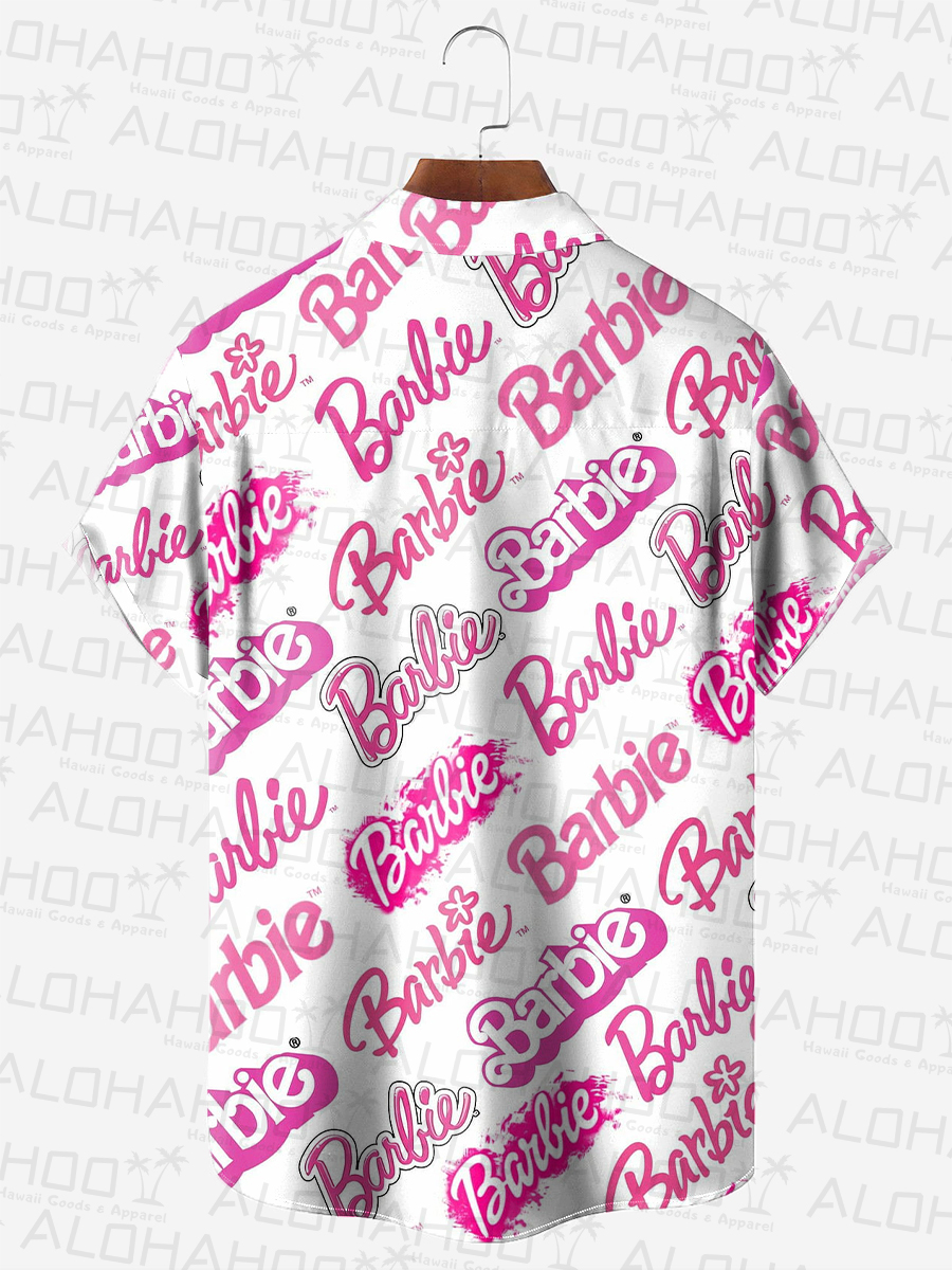 Men's Hawaiian Shirt Print Pink Doll Style Beach Easy Care Short Sleeve Shirt