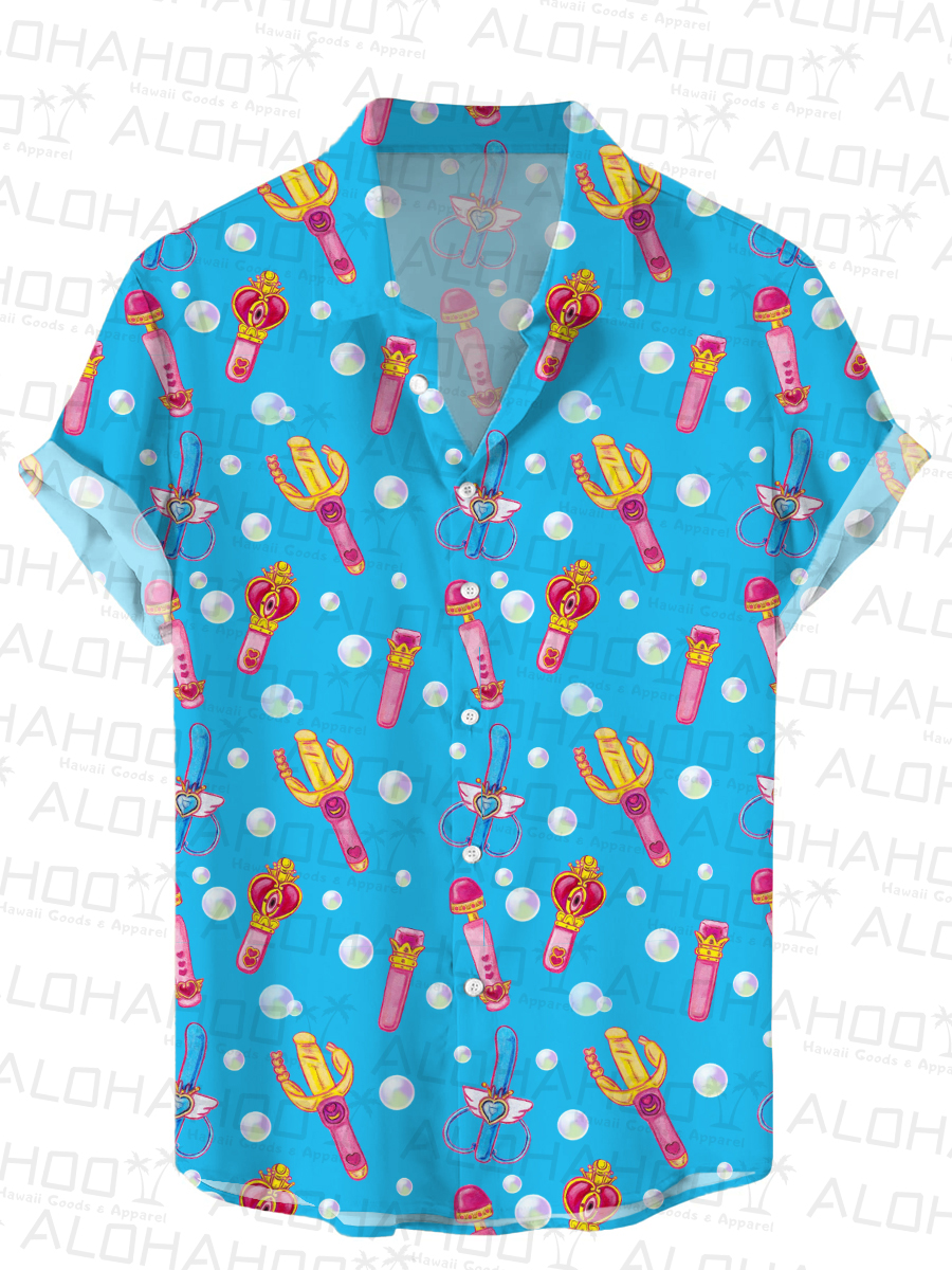 Men's Hawaiian Shirt Fun And Sexy Magical Moon Toys Print Beach Easy Care Short Sleeve Shirt
