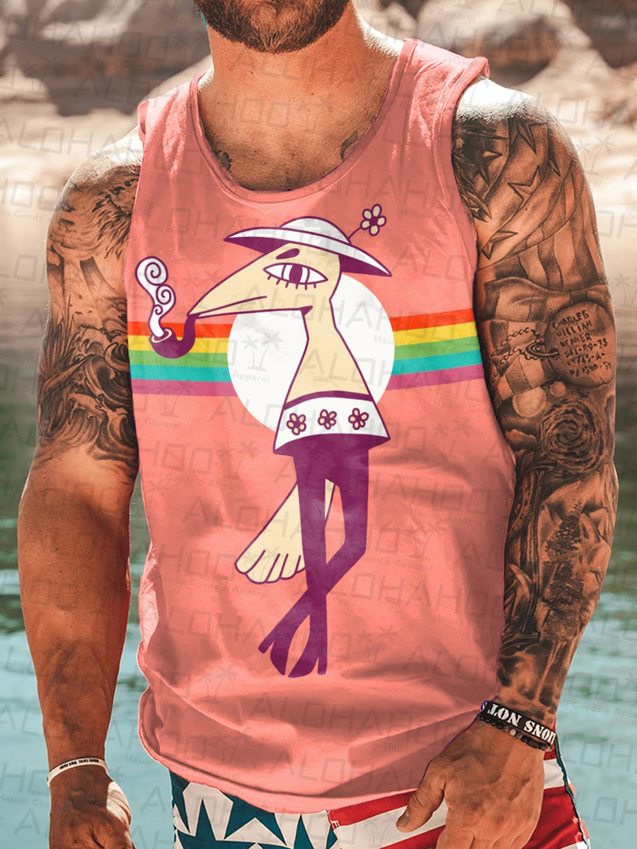 Men's Fun Rainbow Art Pattern T-Shirt