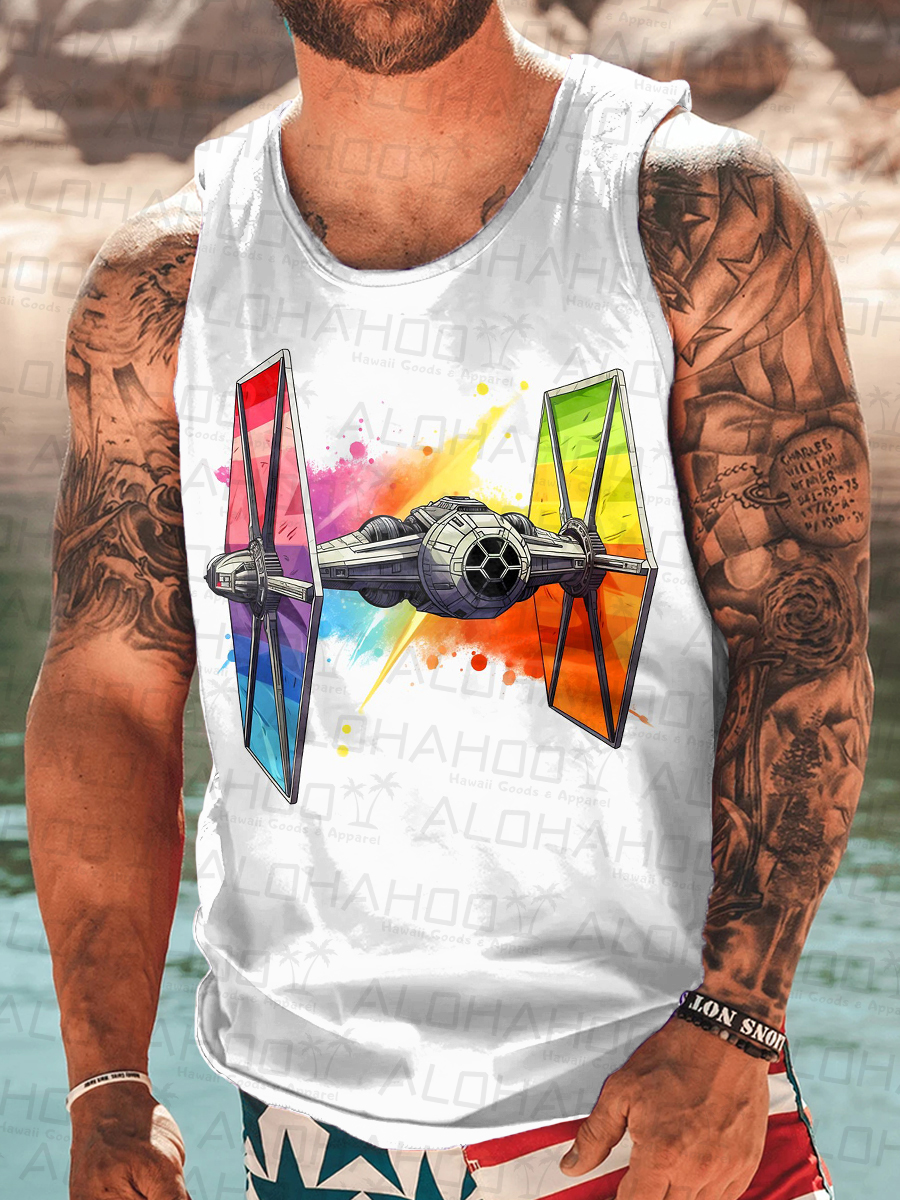 Men's Tank Top Pride Rainbow Art Print Crew Neck Tank T-Shirt Muscle Tee