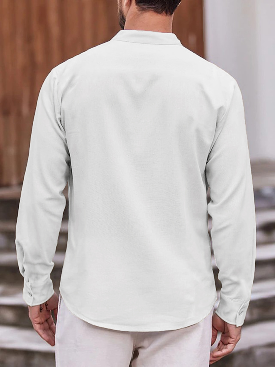 Japanese Style Crane Print Easy Care Aloha Long Sleeve Shirts