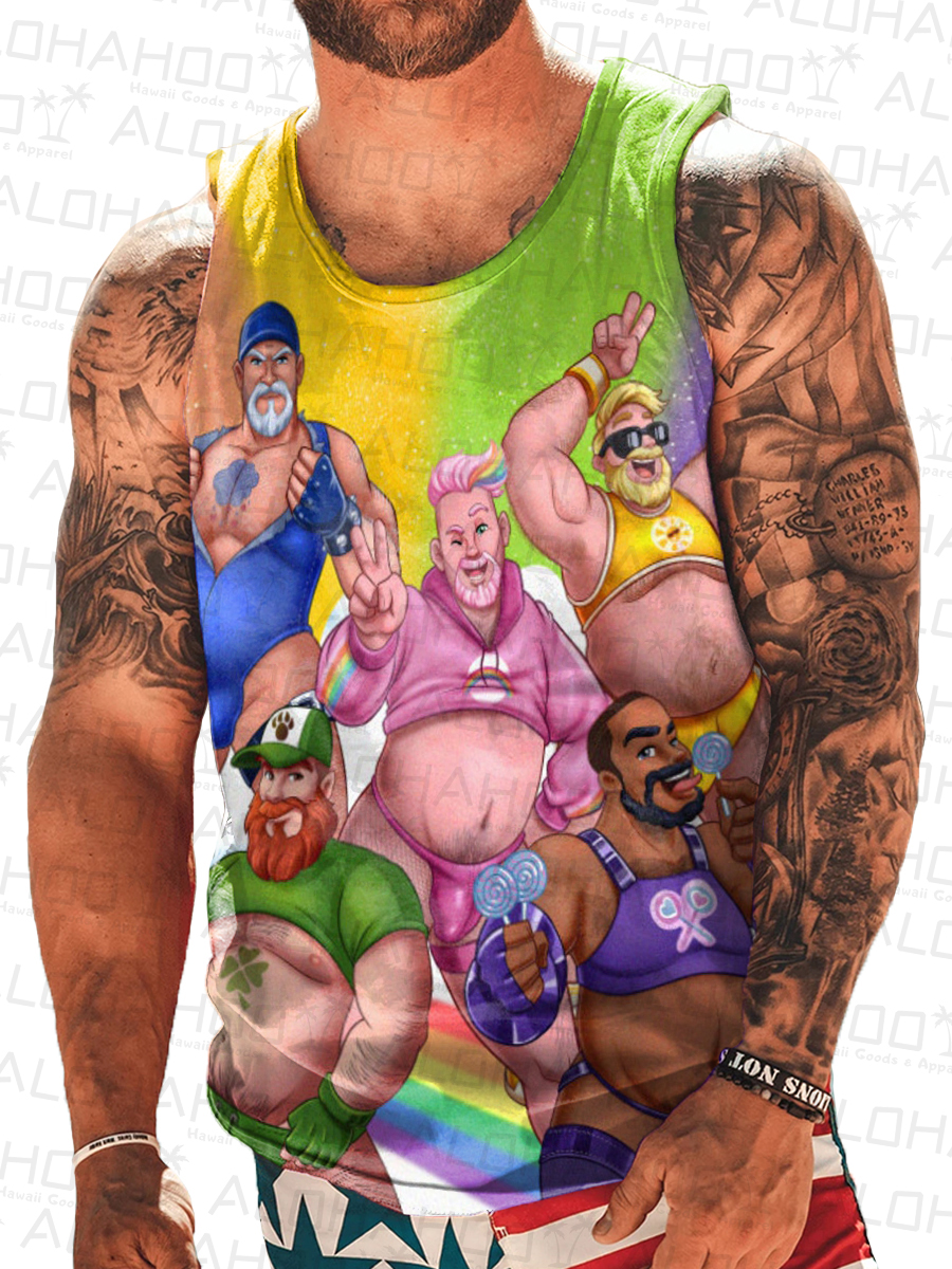Men's Tank Top Fun Pride Sexy Queer Art Print Crew Neck Tank T-Shirt Muscle Tee