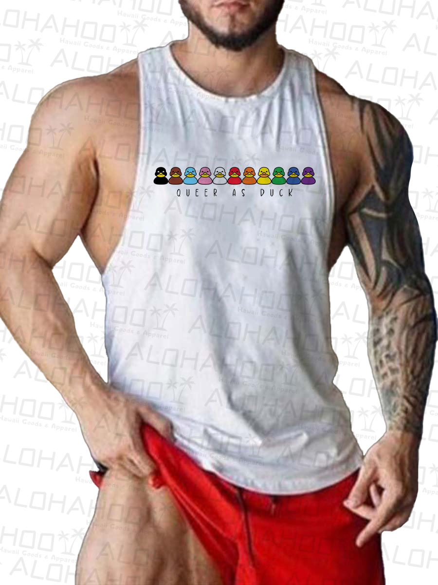 Men's T-Shirt Muscle Man Queer As Duck Top Sleeveless T-Shirt