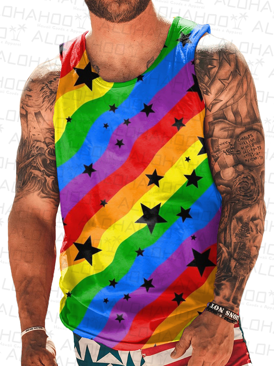 Men's Tank Top Pride Art Print Crew Neck Tank T-Shirt Muscle Tee