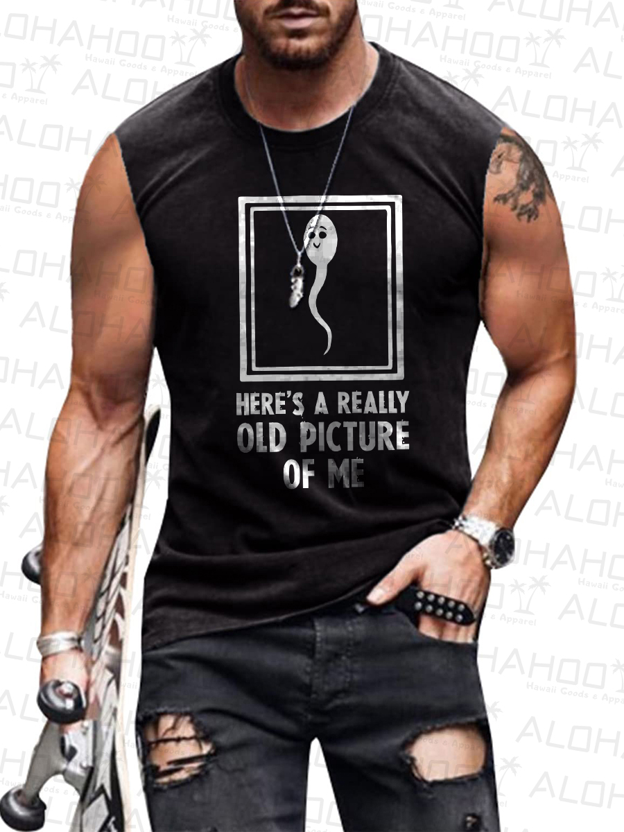 Men's Sleeveless T-shirt Fun Text Print Shirts Muscle Tank Top
