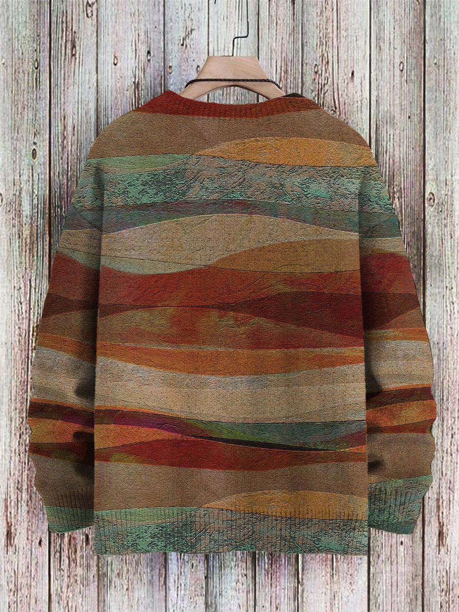 Men's Sweater Vintage Mountain Pattern Pullover Print Casual Sweater