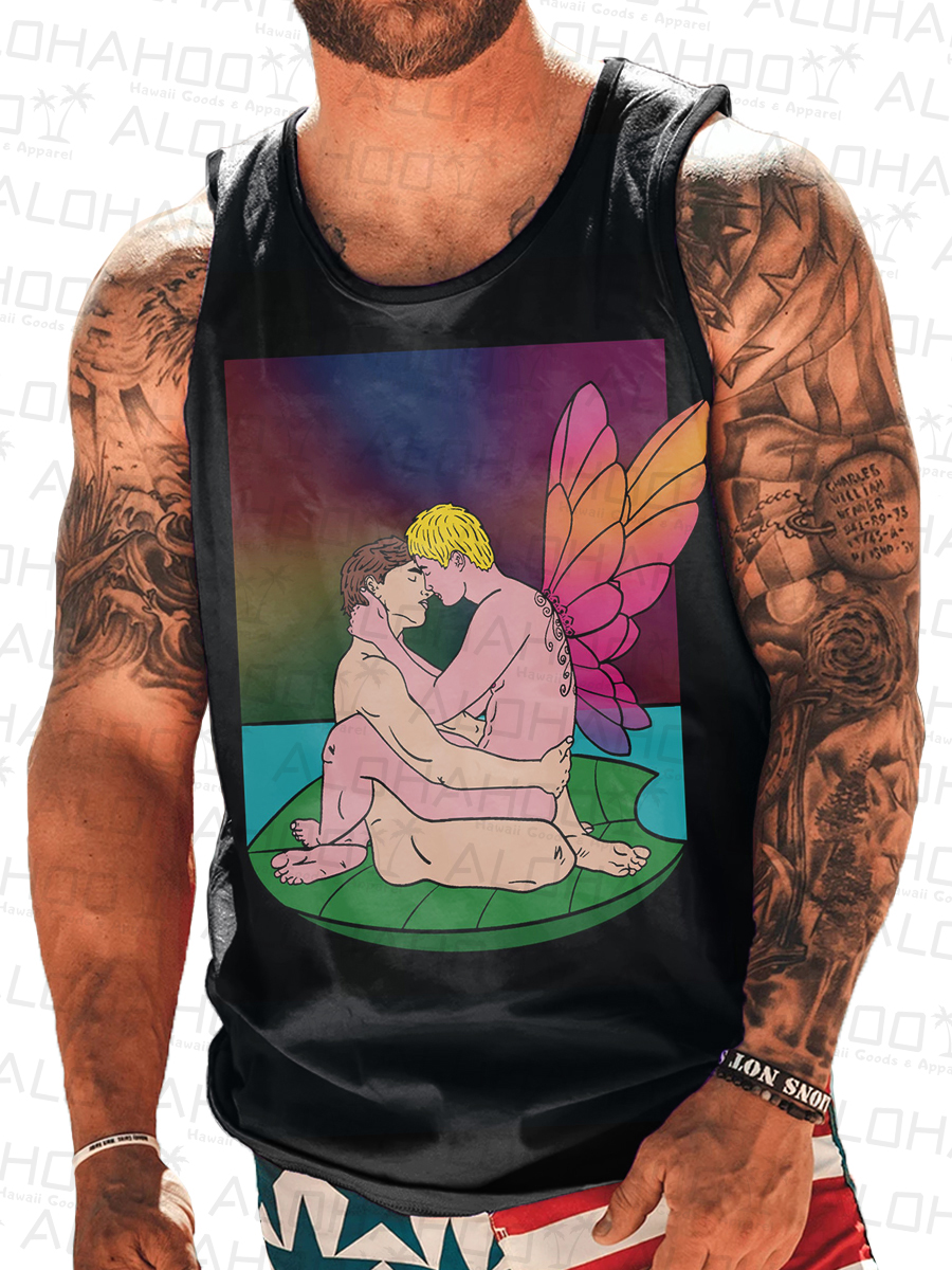 Men's Tank Top Fun Pride Queer Art Print Crew Neck Tank T-Shirt Muscle Tee