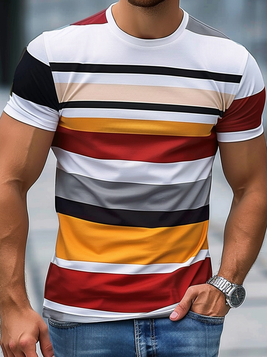 Men's Casual Stripes Short Sleeve T-Shirt