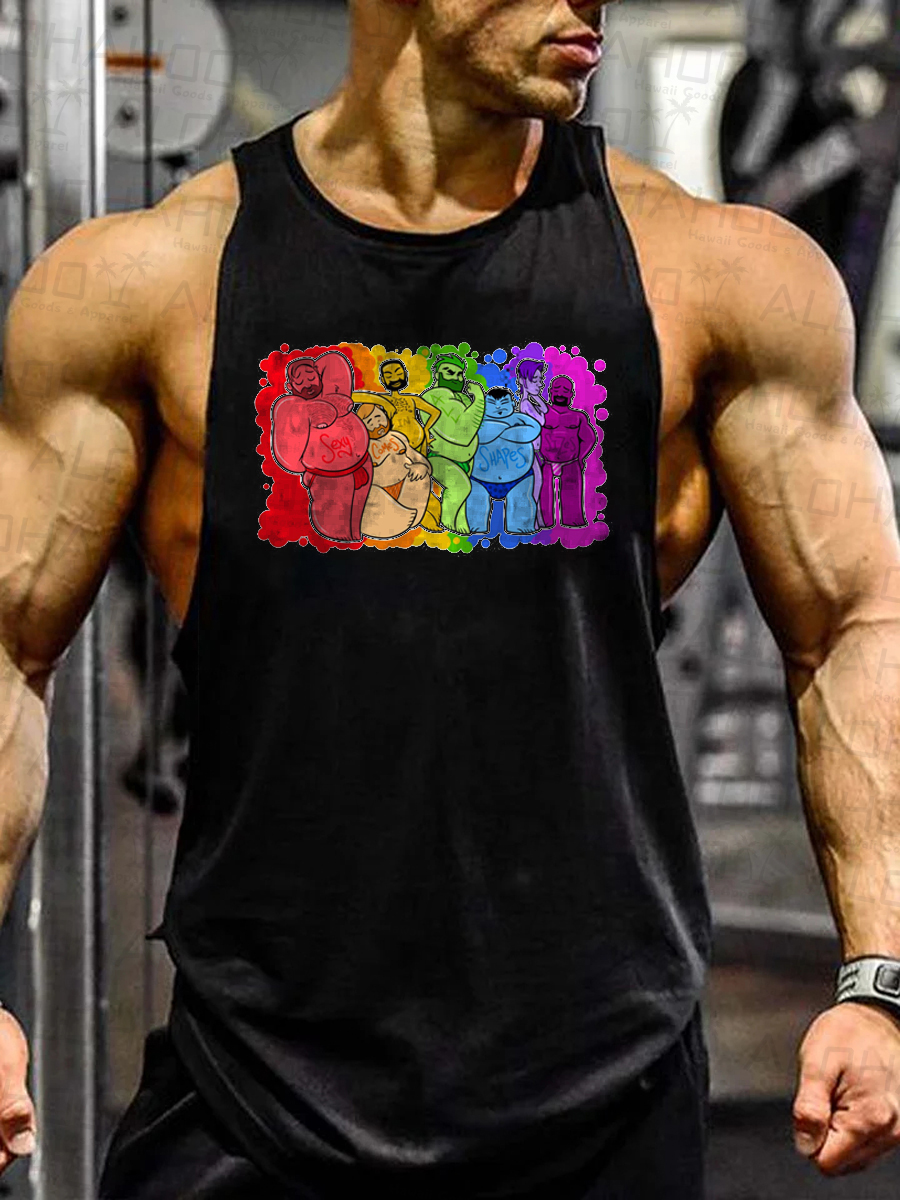 Men's Pride Fun Art Print Tank Top Muscle Tee