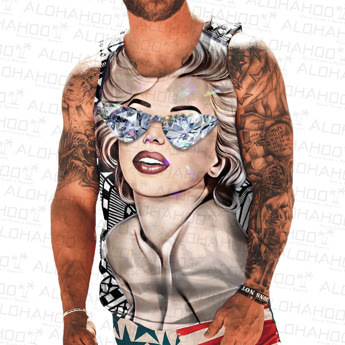 Men's Tank Top Nostalgic Charming Star Art Print Crew Neck Tank T-Shirt