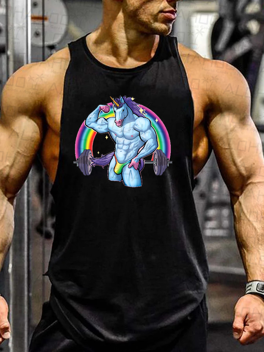 Men's Pride Fun Unicorn Art Print Tank Top Muscle Tee