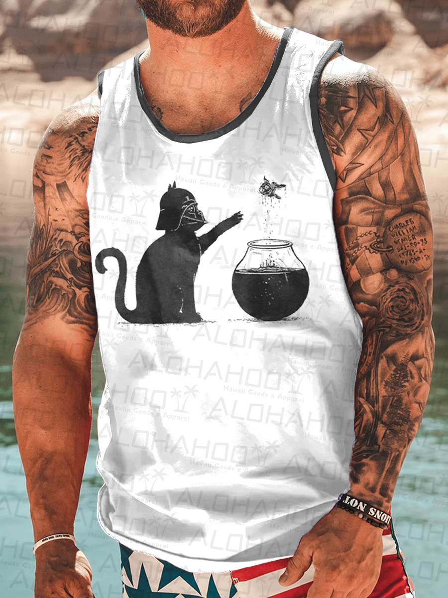 Men's Fun Black Cat Art Pattern T-Shirt