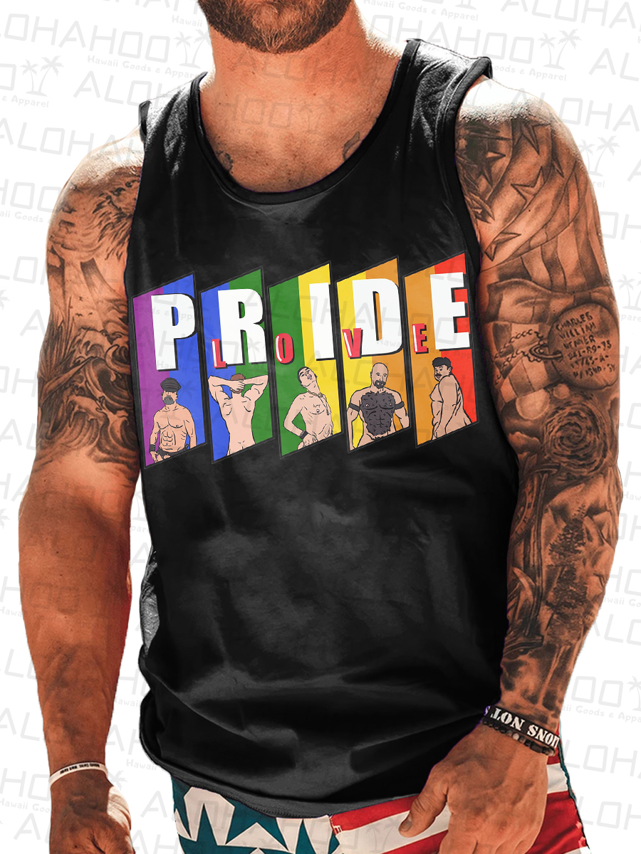 Men's Tank Top Fun Pride Queer Art Print Crew Neck Tank T-Shirt Muscle Tee