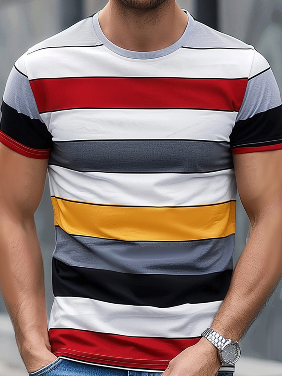 Men's Casual Stripes Short Sleeve T-Shirt