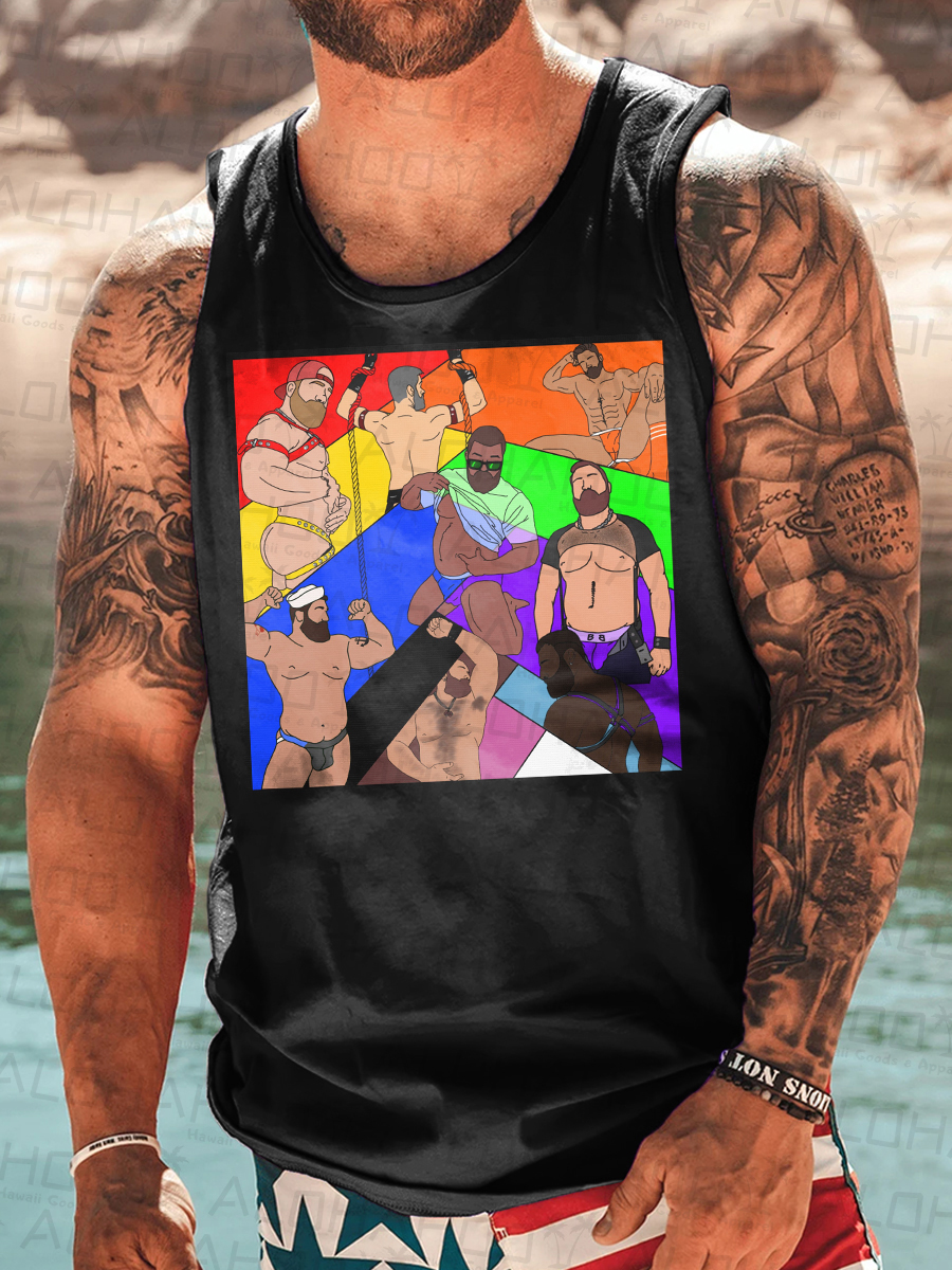 Men's Tank Top Pride Art Print Crew Neck Tank T-Shirt