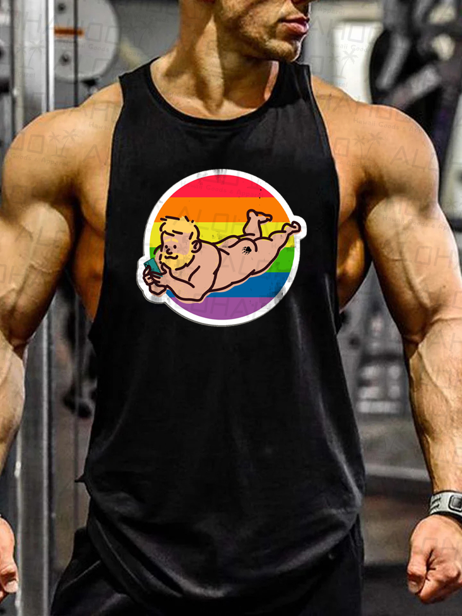 Men's Pride Fun Art Print Tank Top Muscle Tee