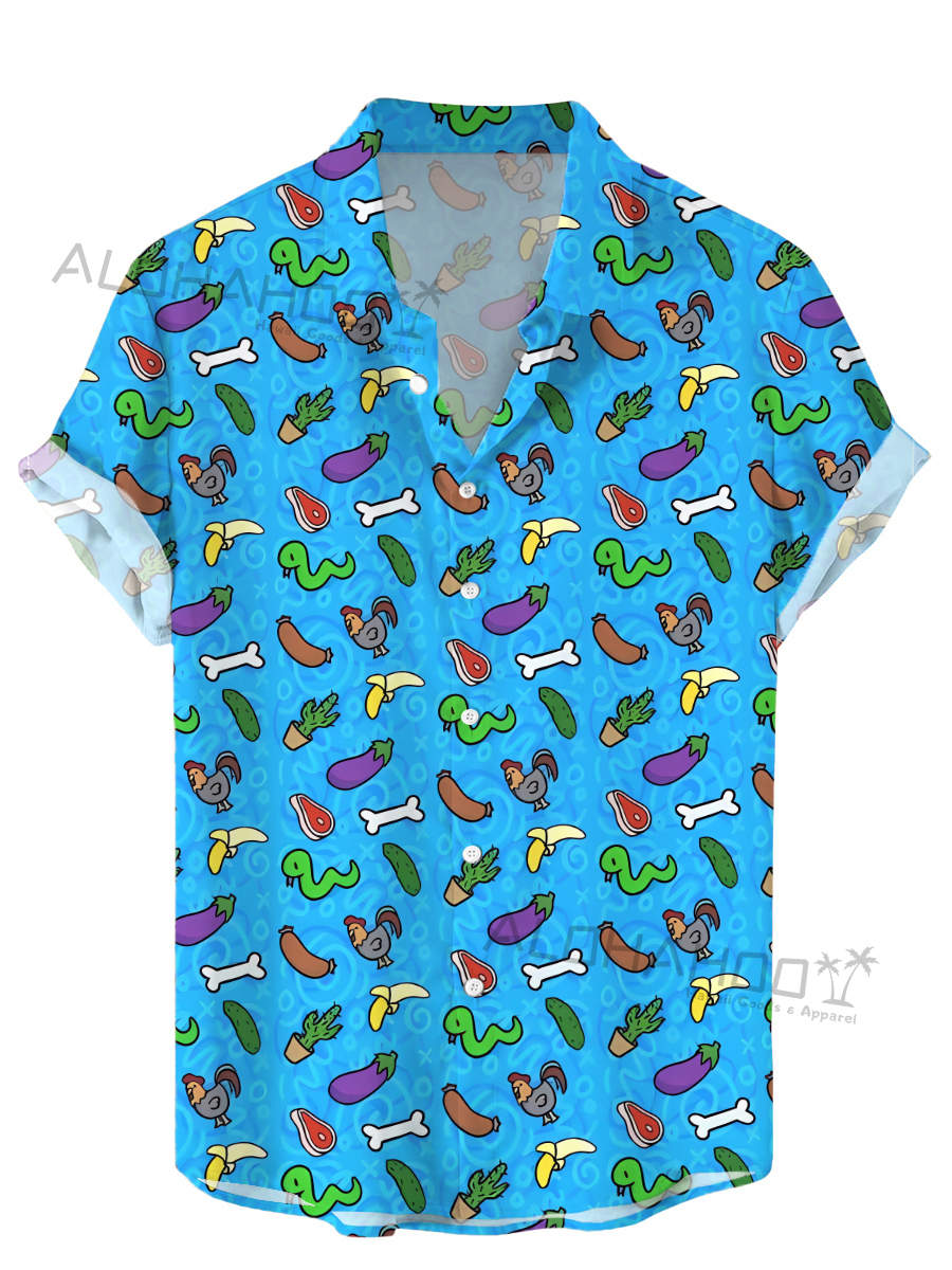 Men's Hawaiian Fun Cocks Pattern Shirts Aloha Shirts
