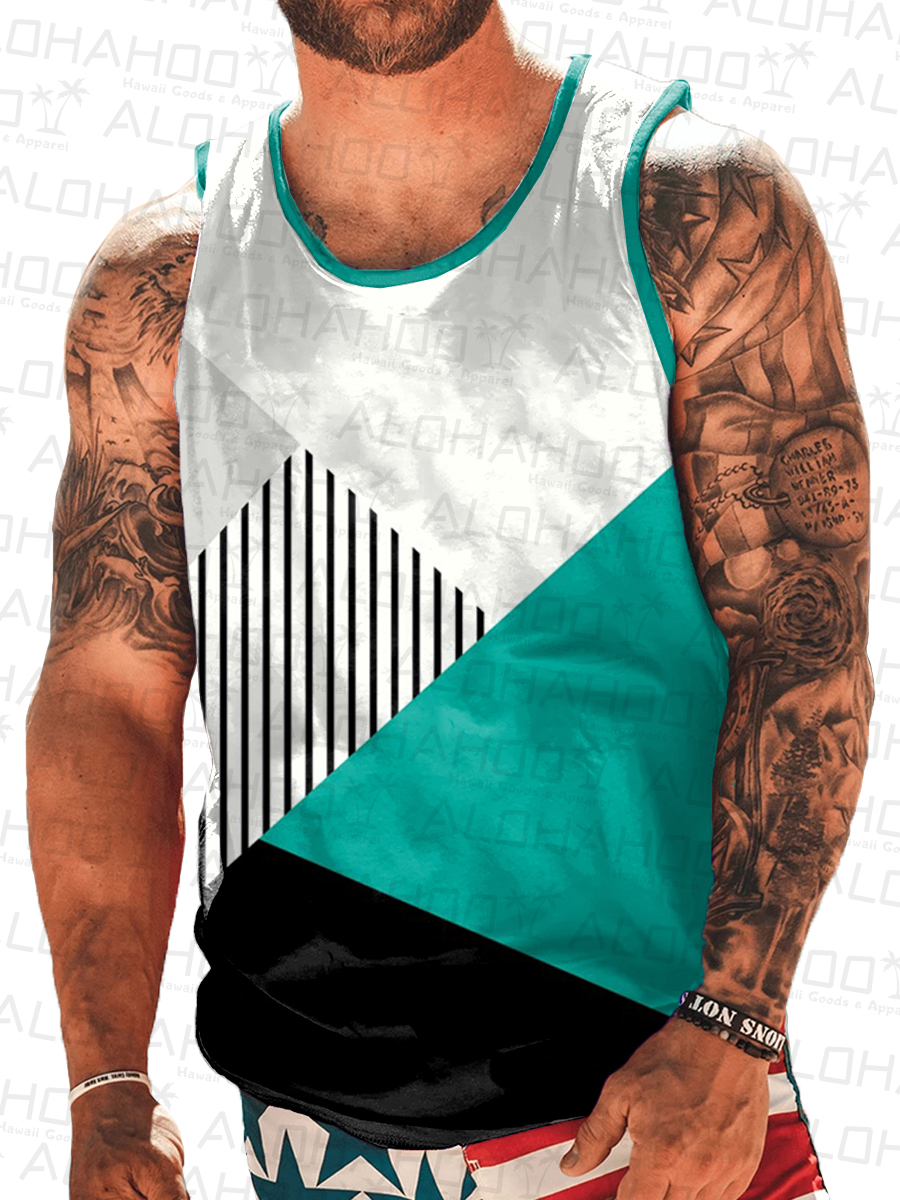 Men's Geometry Art Print Tank Top Muscle Tee