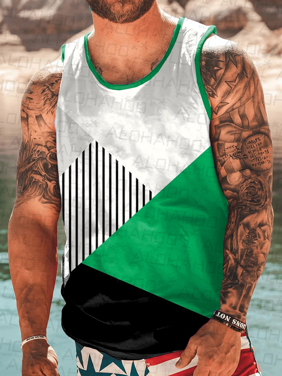 Men's Geometry Art Print Tank Top Muscle Tee