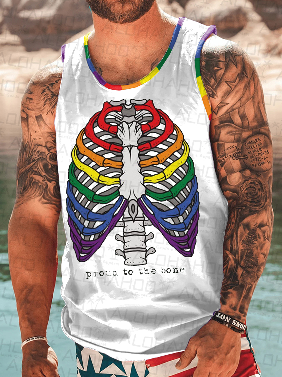 Men's Tank Top Pride Ribs Art Print Crew Neck Tank T-Shirt