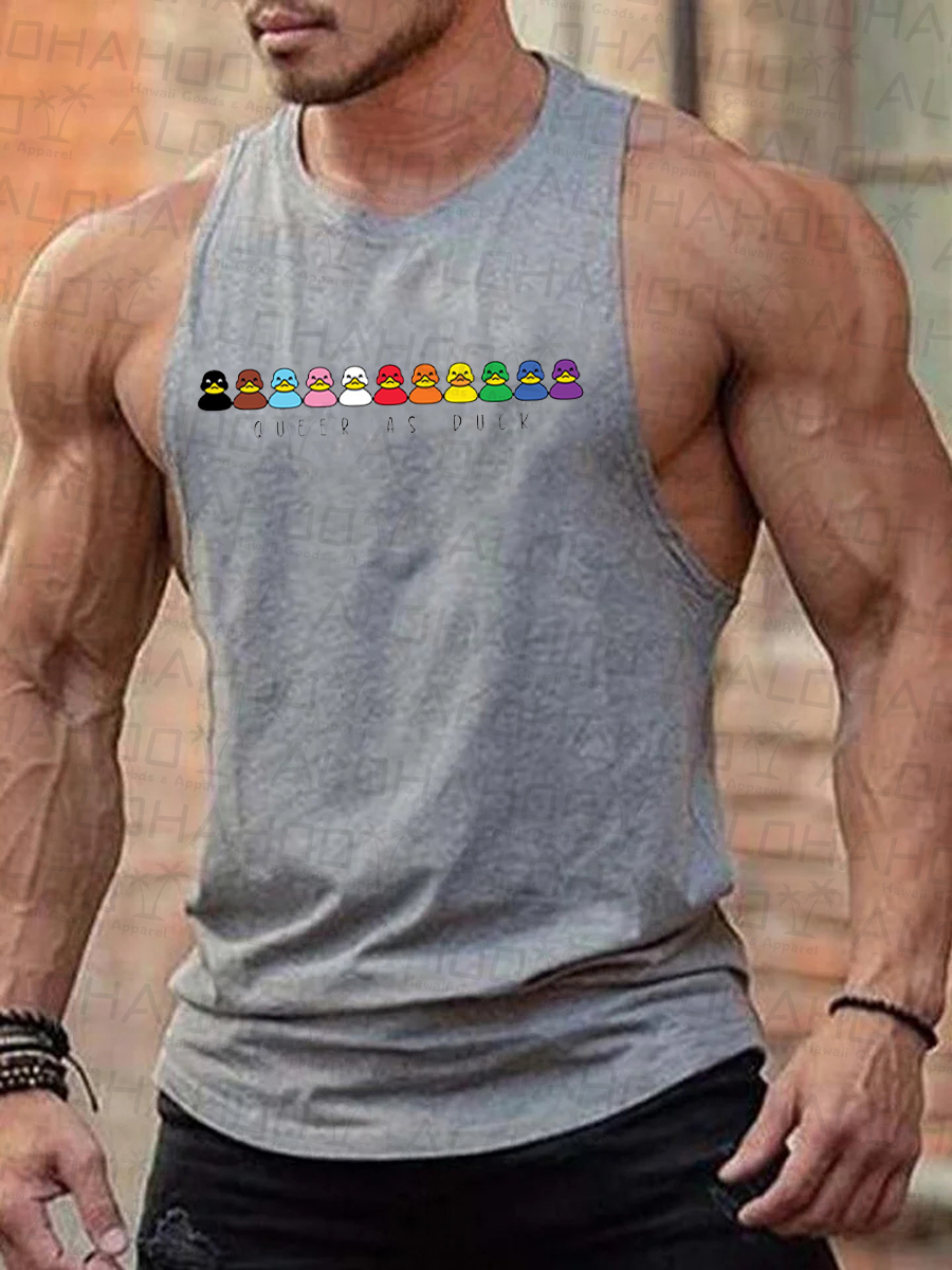Men's T-Shirt Muscle Man Queer As Duck Top Sleeveless T-Shirt