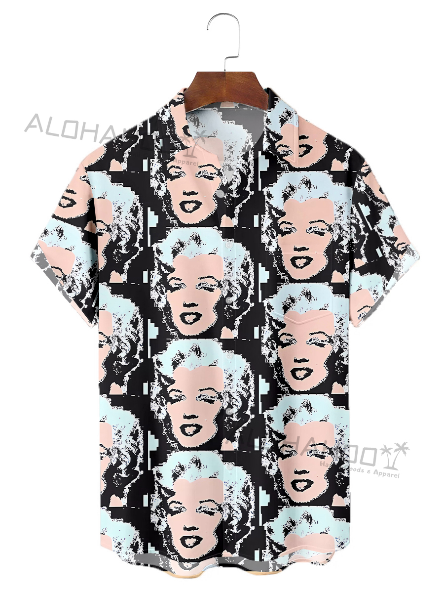 Men's Hawaiian Shirts Nostalgic Marilyn Monroe Charm Print Aloha Shirts