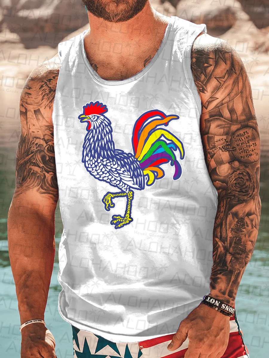 Men's Tank Top Pride Cocky Art Print Crew Neck Tank T-Shirt