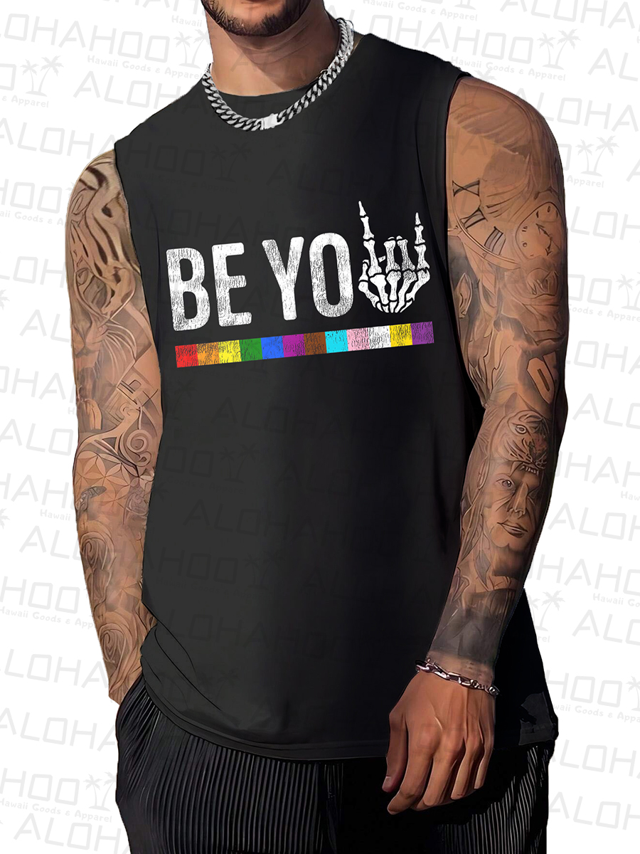 Men's Tank Top Pride Art Be You Print Crew Neck Tank T-Shirt
