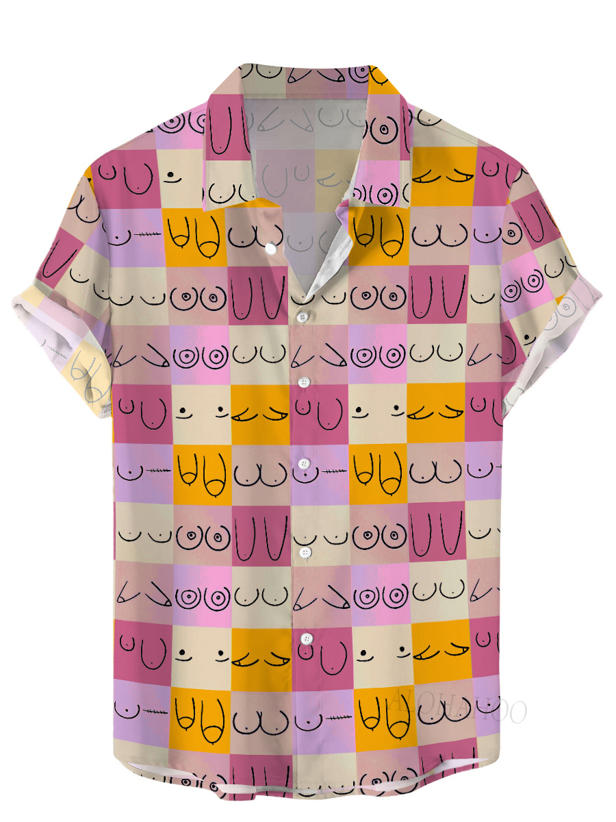Men's Hawaiian Colorblock Chest Pattern Shirts Aloha Shirts
