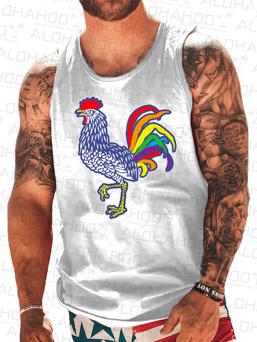 Men's Tank Top Pride Cocky Art Print Crew Neck Tank T-Shirt