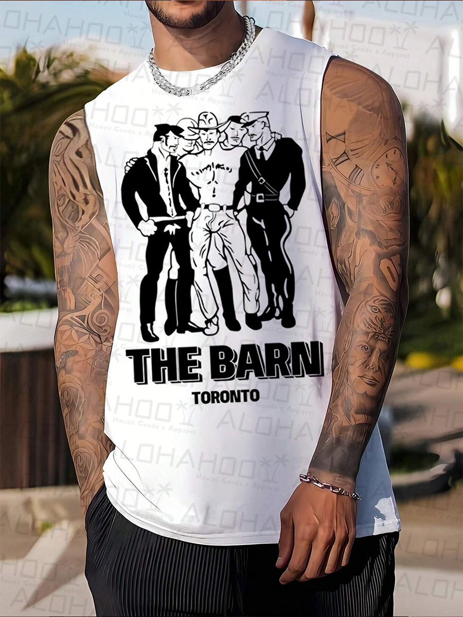 Men's Pride The Barn Art Print Tank Top Muscle Tee