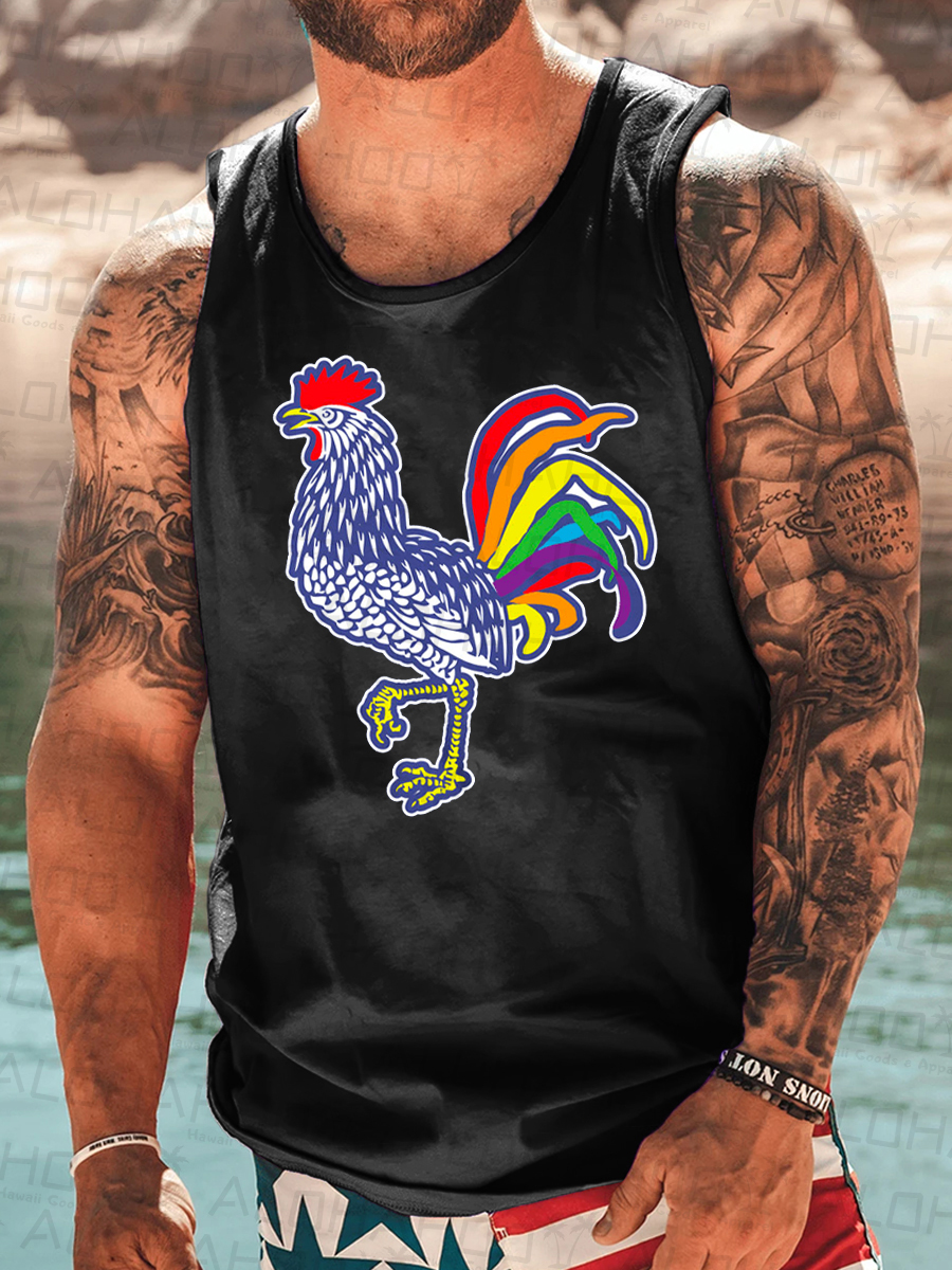 Men's Tank Top Pride Cocky Art Print Crew Neck Tank T-Shirt