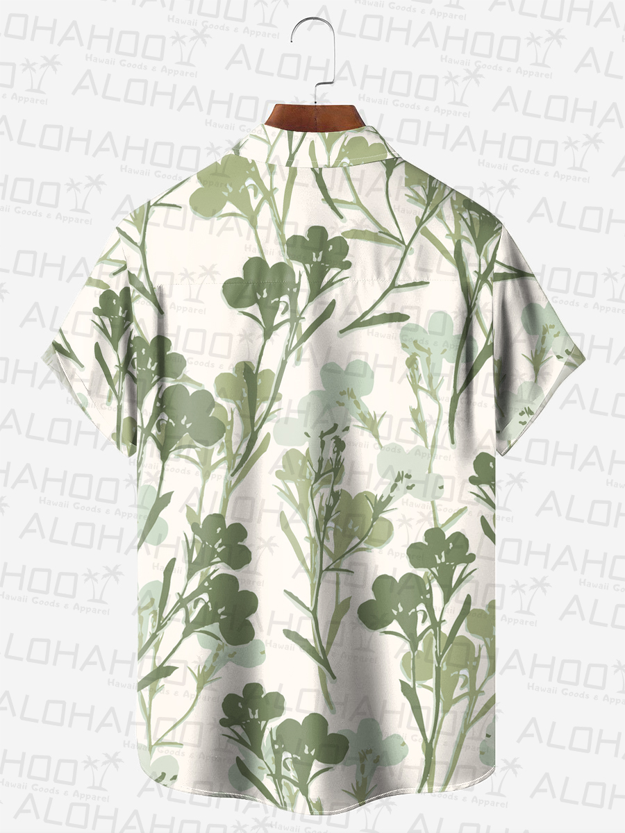 Men's Hawaiian Shirt Flowers Print Beach Easy Care Short Sleeve Shirt