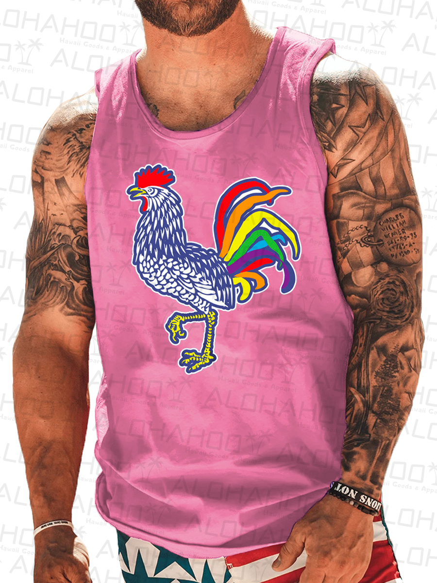 Men's Tank Top Pride Cocky Art Print Crew Neck Tank T-Shirt